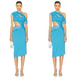 NWT CHRISTOPHER ESBER Magnetica Asymmetric Dress in Dolphin blue